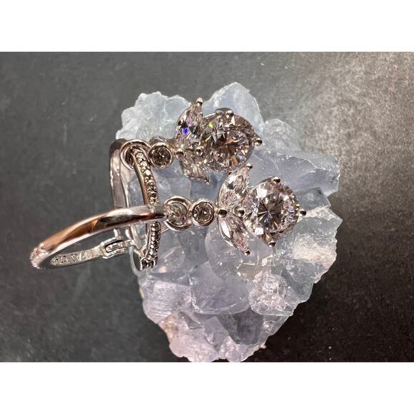 Cz hoop dangle earrings in sterling silver - Picture 12 of 16